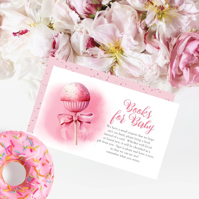 Rosa Cake Pop Girl Baby Shower Bokar för Baby Tilläggskort (Pink Cake Pop Girl Baby Shower Books for Baby Enclosure Insert Card -- Pink Candy Frame Collection)