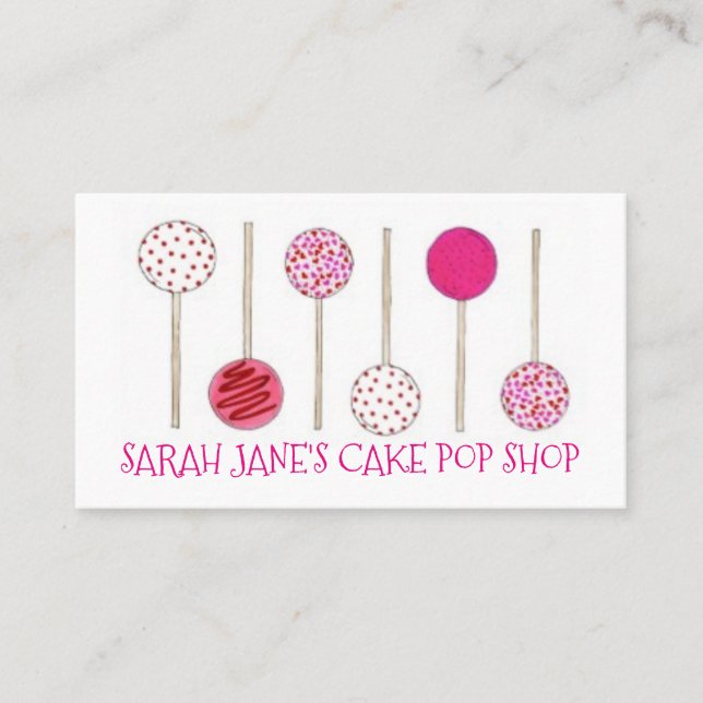 Rosa Cake Pops Bakery Bake Shop Baking Pastry Food Visitkort (Framsida)