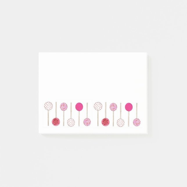 Rosa Cake Pops Foodie Dessert Kärlek Bakery Post-it Block (Framsida)
