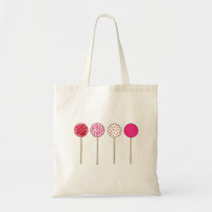 Rosa Cake Pops Valentine Day Kärlek Foodie Tygkasse