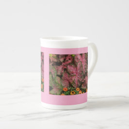 Rosa Caladium Kopp Tekanna Benporslin Mugg