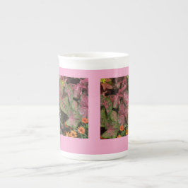 Rosa Caladium Kopp Tekanna Benporslin Mugg