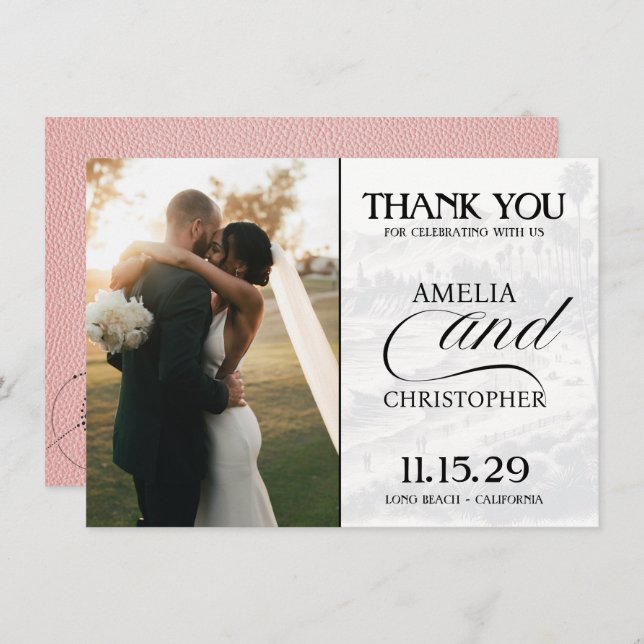 Rosa California Passport Tack Kort (Fram/baksida)