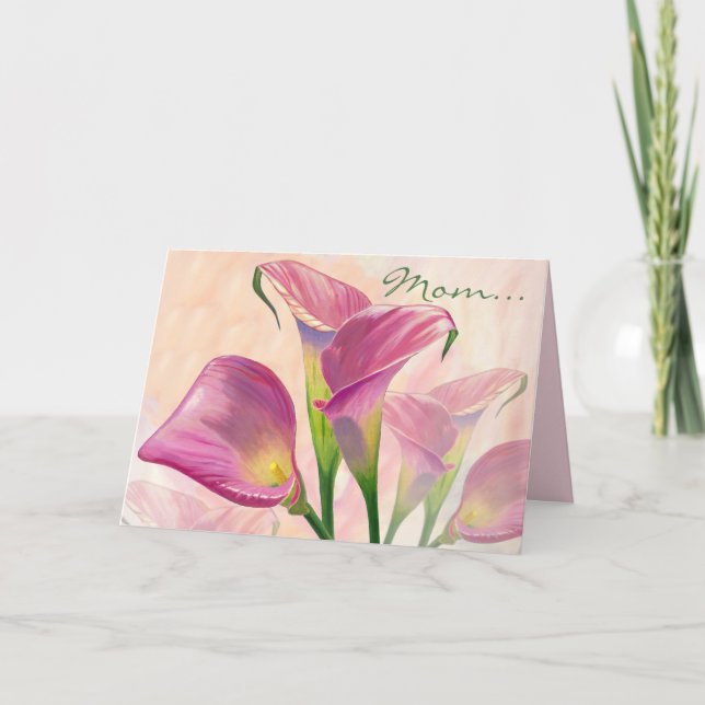 Rosa Calla Flowers, Mamma Birthday Card Kort (Framsida)