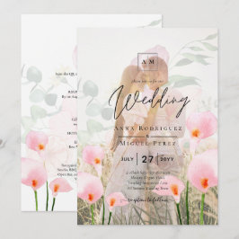 ROSA CALLA LILIES PHOTO OVERLAY WEDDING INVITE INBJUDNINGAR