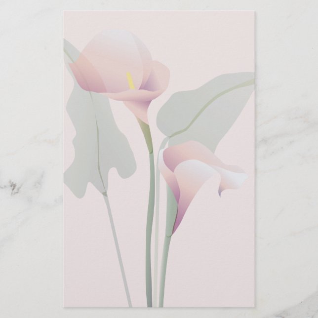 Rosa Calla Lily Blommigt Stationery Brevpapper (Framsida)