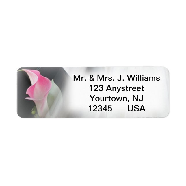 Rosa Calla Lily Flourish Ram Adressetikett Returadress Etikett (Framsidan)