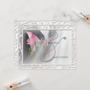 Rosa Calla Lily Flourish Ram bröllopsinbjudan Inbjudningar