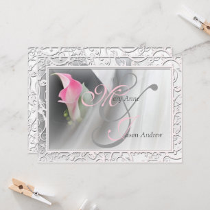 Rosa Calla Lily Flourish Ram bröllopsinbjudan Inbjudningar