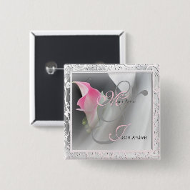 Rosa Calla Lily Flourish Ram Button Knapp
