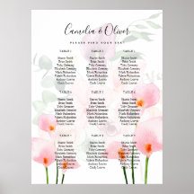 Rosa Calla Lily SEATING CHART 9 Bord Foam Board
