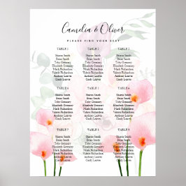 Rosa Calla Lily SEATING CHART 9 Bord Foam Board Poster