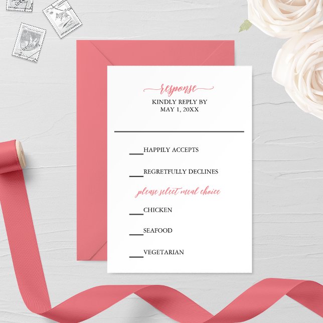 Rosa Calligraphy Bröllop OSA Card (Skapare uppladdad)