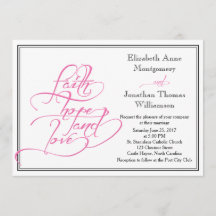 Rosa Calligraphy Christian Wedding bjudande