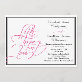 Rosa Calligraphy Christian Wedding bjudande Inbjudningar