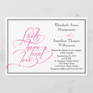 Rosa Calligraphy Christian Wedding bjudande Inbjudningar