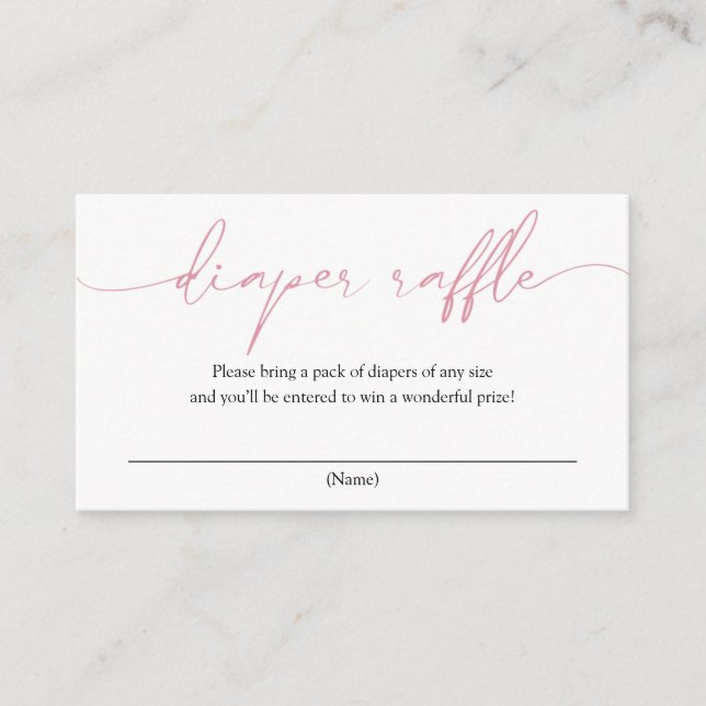 Rosa Calligraphy Diaper Raffle-höljeskort Tilläggskort (Framsida)