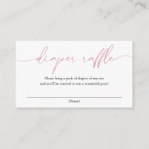 Rosa Calligraphy Diaper Raffle-höljeskort