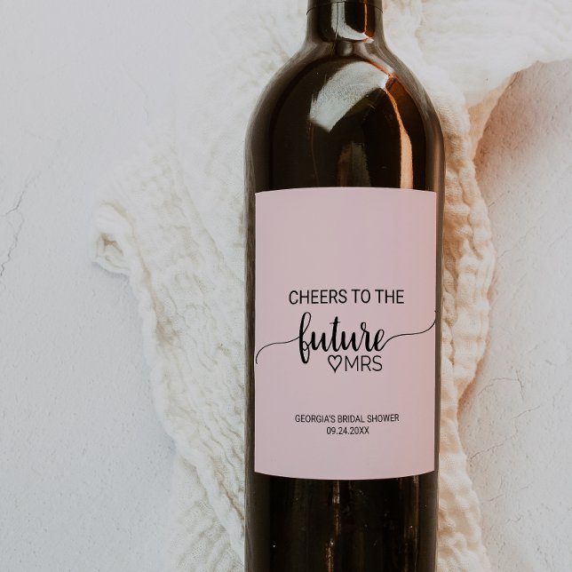  Rosa Calligraphy Future Mrs Möhippa Vinflaska Etikett (Skapare uppladdad)