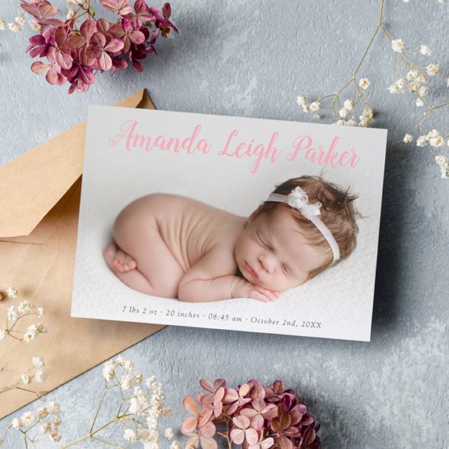 Rosa Calligraphy Namn Baby Meddelande (Skapare uppladdad)