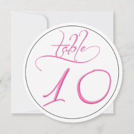Rosa Calligraphy Script Round Bordsnummer 10 Card