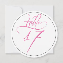 Rosa Calligraphy Script Round Bordsnummer 17 Card