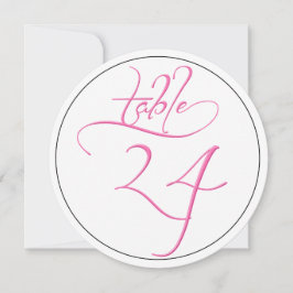 Rosa Calligraphy Script Round Bordsnummer 24 Card