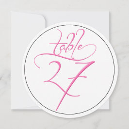 Rosa Calligraphy Script Round Bordsnummer 27 Card