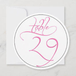 Rosa Calligraphy Script Round Bordsnummer 29 Card