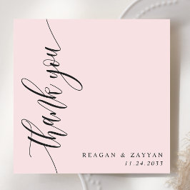  Rosa Calligraphy-skript Bröllop Tack Kort