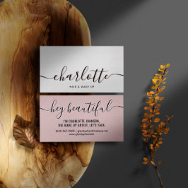 Rosa Calligraphy-skript för Modern Classy Blek Visitkort