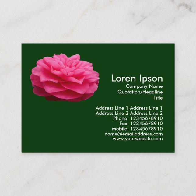 Rosa Camelia 3 - Mörk grönt Visitkort (Framsida)