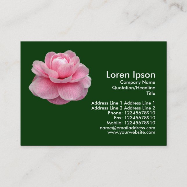 Rosa Camelia - Mörk grönt Visitkort (Framsida)