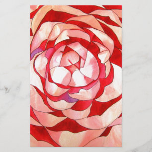 Rosa Camellia-abstrakt originalmålning Brevpapper