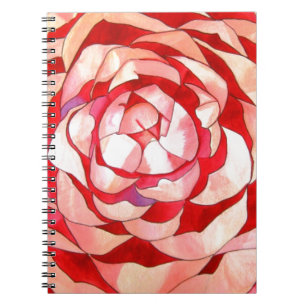 Rosa Camellia-abstrakten konsmålning Anteckningsbok Med Spiral