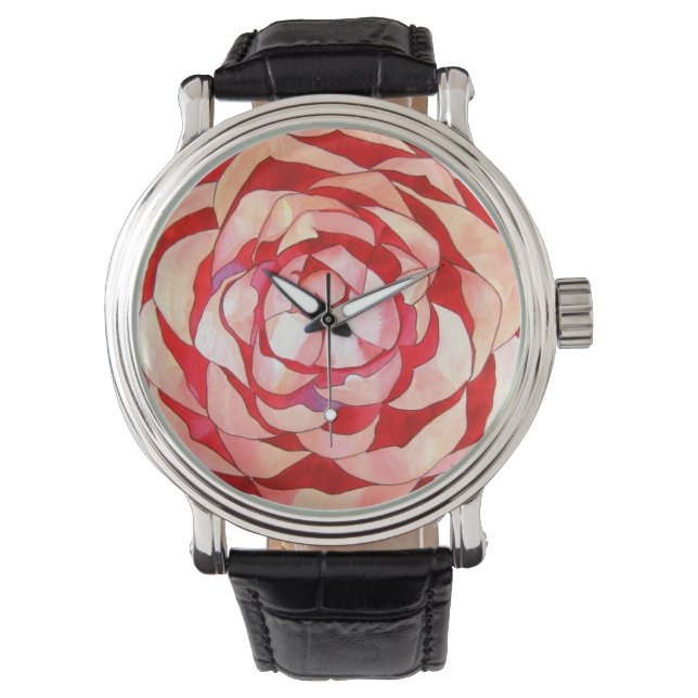 Rosa Camellia-abstrakten konsmålning Armbandsur (Framsida)