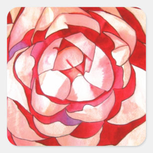 Rosa Camellia-abstrakten konsmålning Fyrkantigt Klistermärke