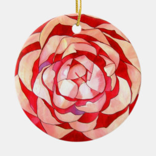 Rosa Camellia-abstrakten konsmålning Julgransprydnad Keramik