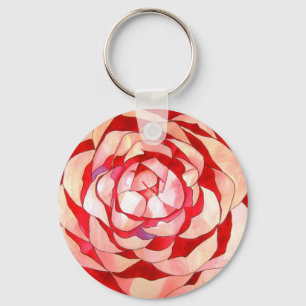 Rosa Camellia-abstrakten konsmålning Nyckelring