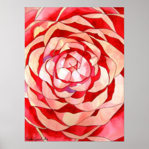 Rosa Camellia-abstrakten konsmålning Poster