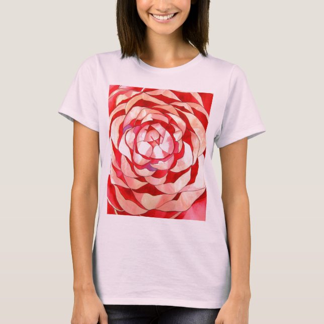 Rosa Camellia-abstrakten konsmålning Tee (Framsida)