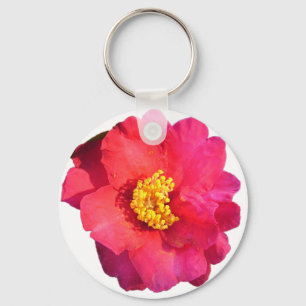 rosa camellia-blomma nyckelring