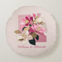 Rosa Camellia Bloom Round Pillow