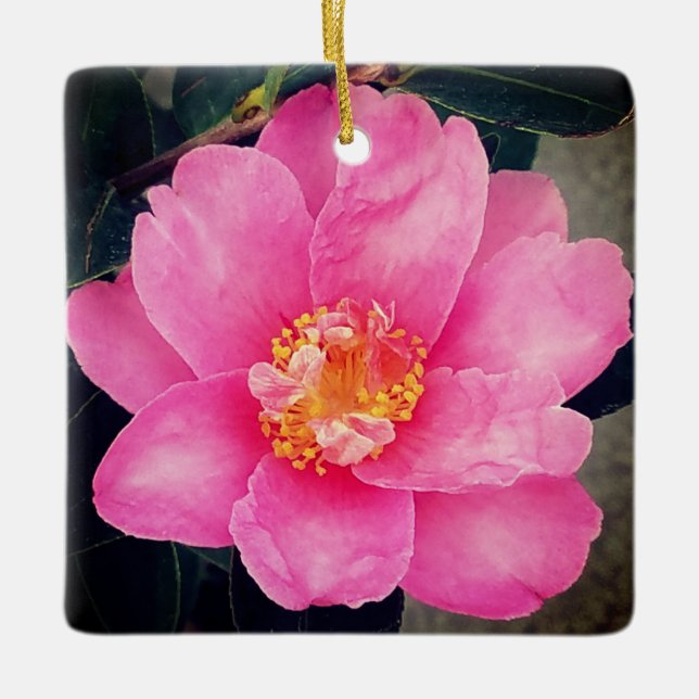 Rosa Camellia Ceramic jul Ornament (Framsida)