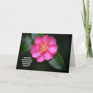 Rosa Camellia Flower och Scripture Psalm 92:14 Kort