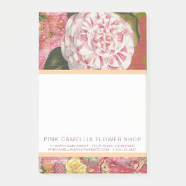Rosa Camellia Flower Shop eller Florist Vintage Post-it Block