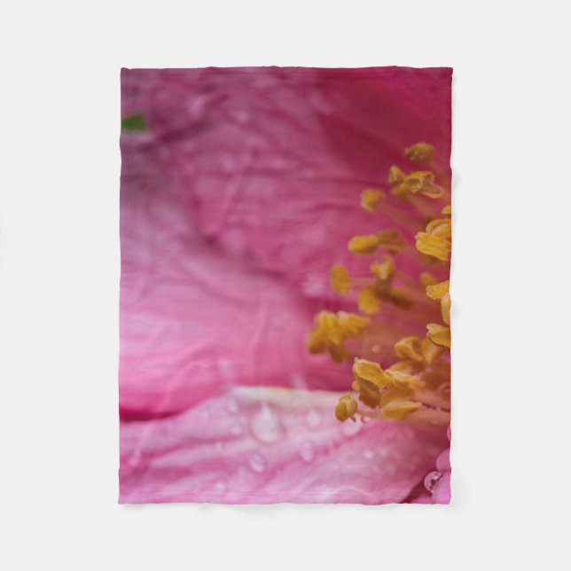 Rosa Camellia Flower Stamens Fleecefilt (Framsidan)