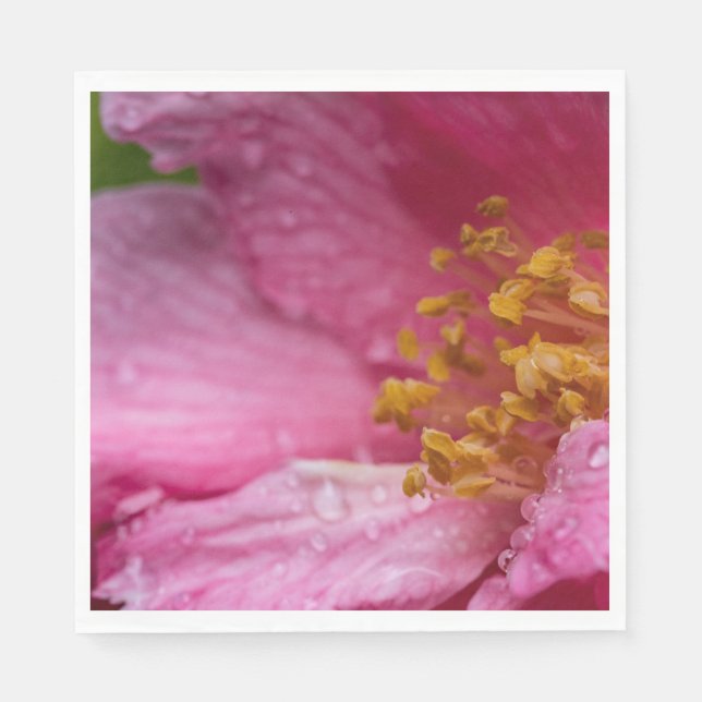 Rosa Camellia Flower Stamens Pappersservett (Framsidan)
