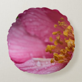 Rosa Camellia Flower Stamens Rund Kudde