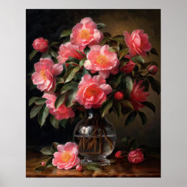 Rosa Camellia Flowers Art Print Poster